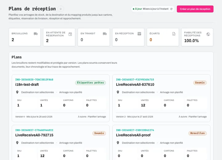 Plans de réception : indicateurs, prochaines actions, écarts