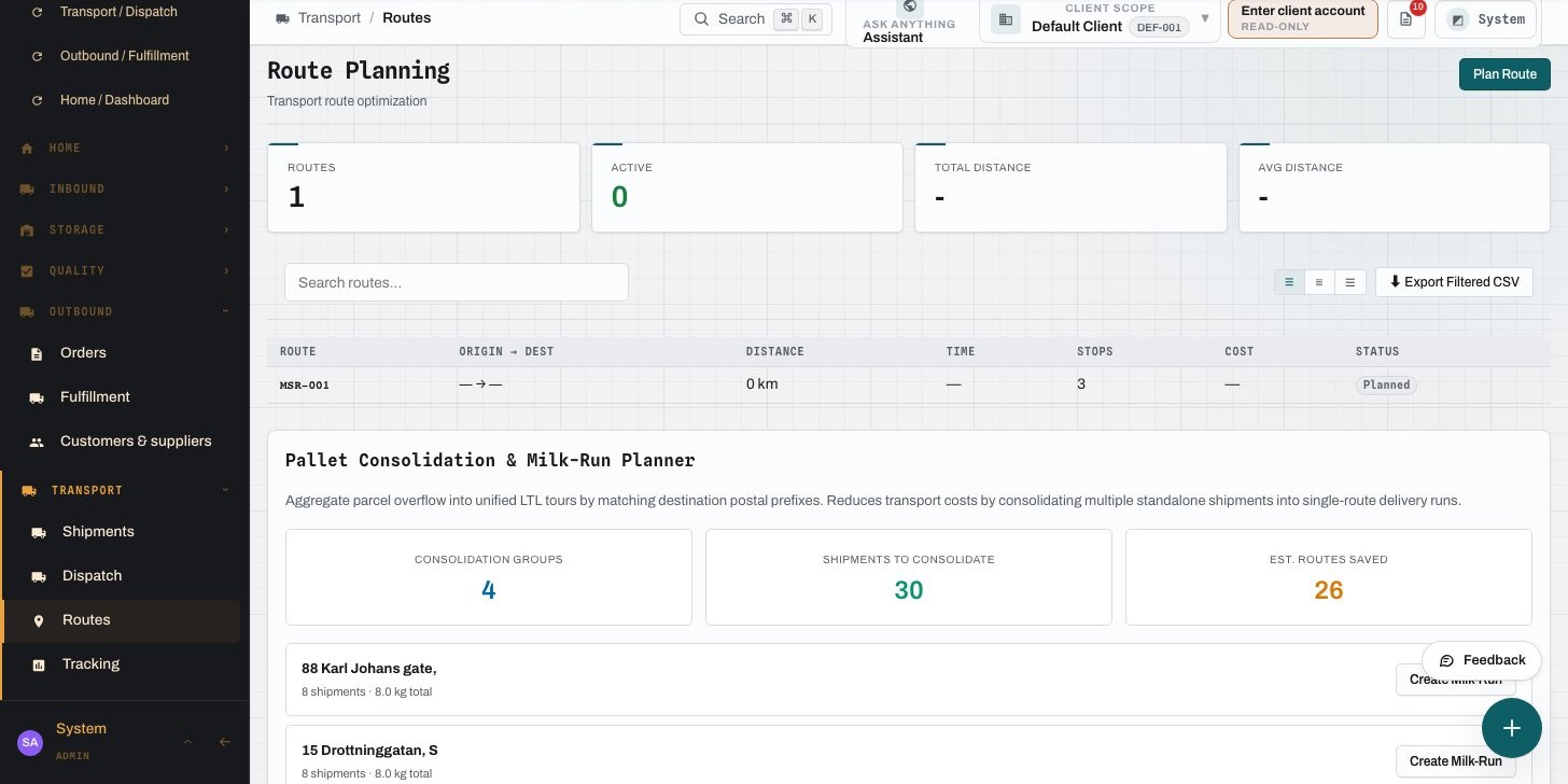 XMS Cloud multi-stop transport route planning